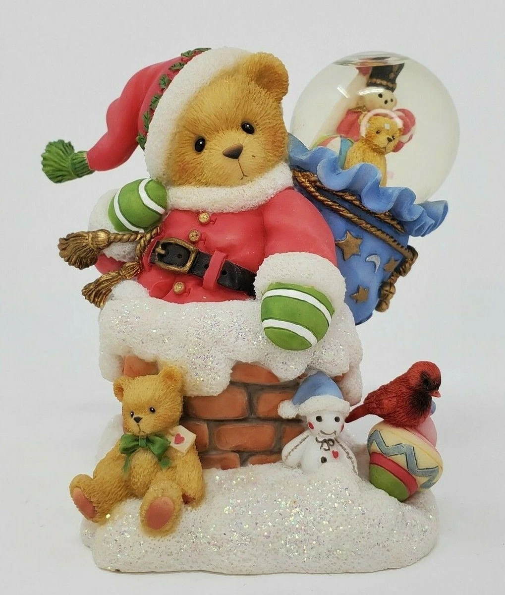 Cherished Teddies 272140 Santa Kris Christmas Up on the Rooftop Snowglobe