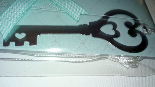 Key To My Heart BOOKMARK Stainless Steel WHITE TASSEL Duck Egg Wallet LOVE GIFT - Picture 6 of 8