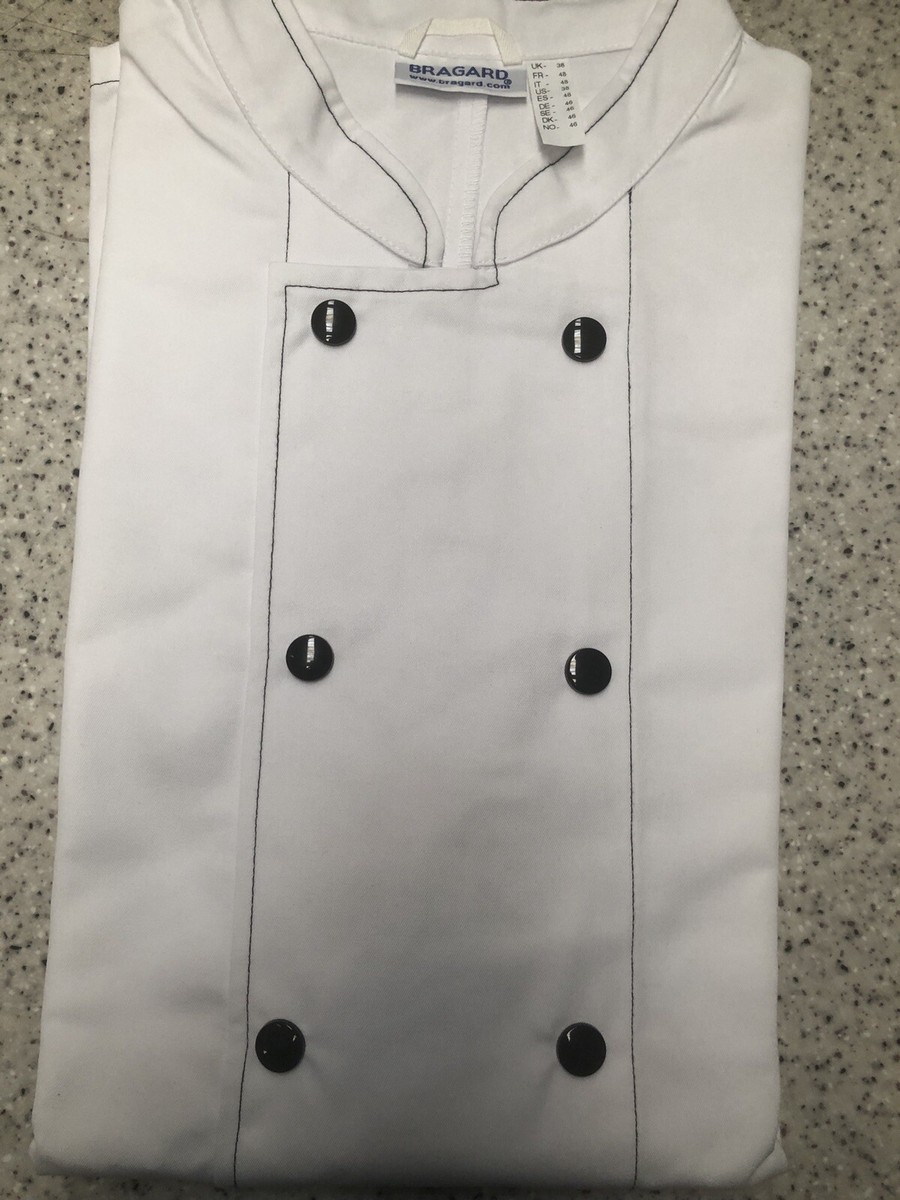 BRAGARD White Chef Jacket/ black Short Size