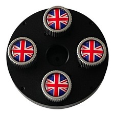 Genuine Mini Cooper Union Jack Logo Silver Tire Valve Stem Caps Set Of 4 New
