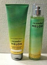 Bath  Body Works: Cucumber Melon 2 pc Body Cream  Fragrance Mist NEW Full Size