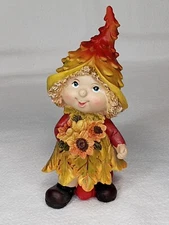 Elf Gnome Figurine Autumn~Fall~Garden~Harvest Thanksgiving Decor 5-1/2" Tall