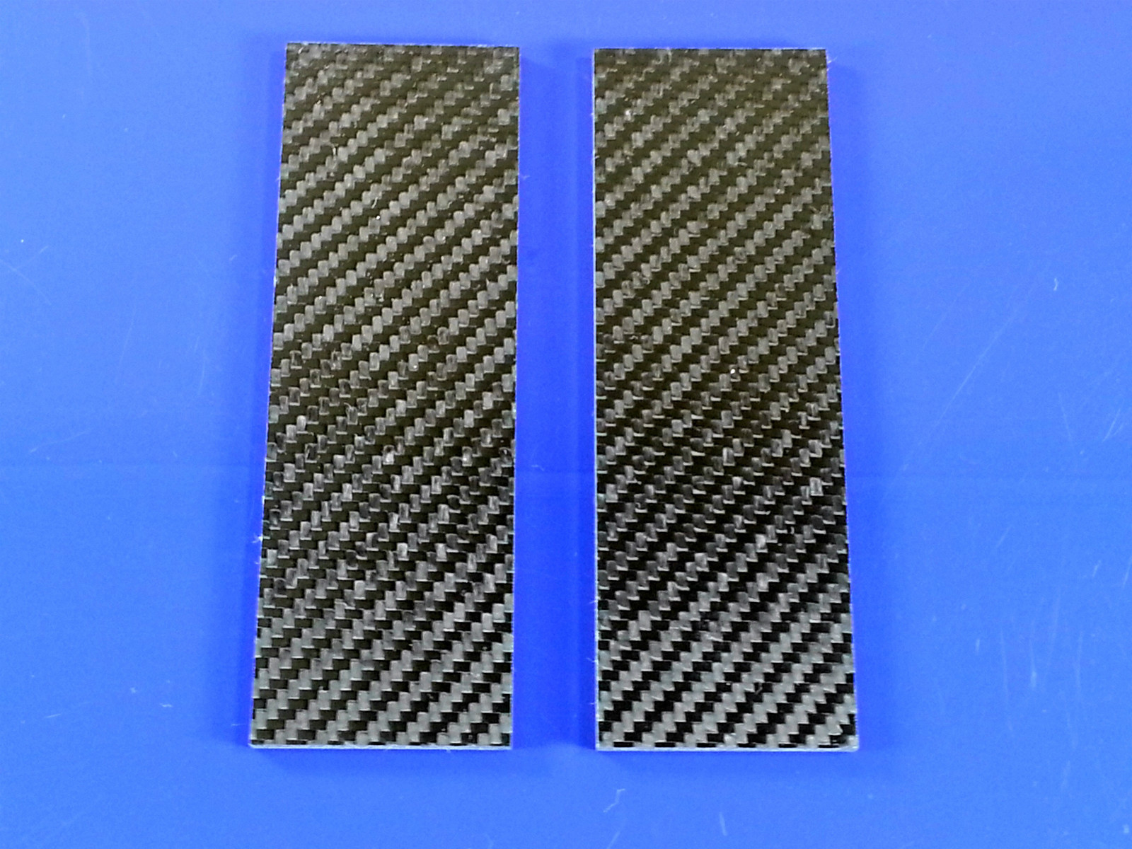 2 Pcs .187 2x2 Black Twill Carbon Fiber 2 Sided High Gloss Knife Handle Scales 
