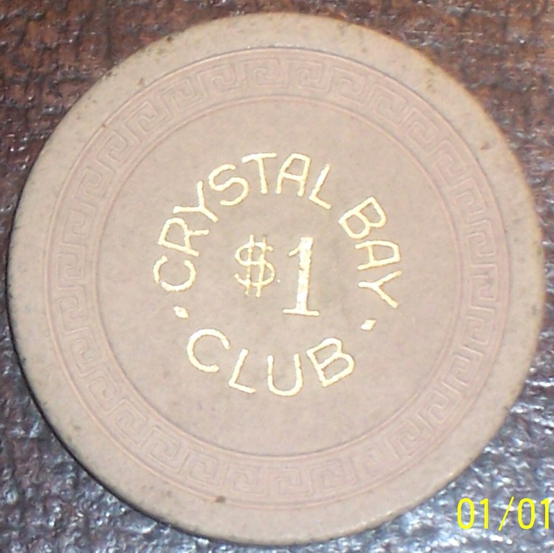 Old $1 CRYSTAL BAY CLUB Casino Poker Chip Vintage Antique Lake Tahoe NV 1960