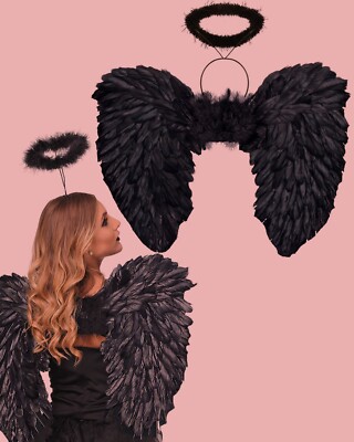 fitted lace wedding dress Black Fallen Angel Costume for Women – Redstar Fancy Dress