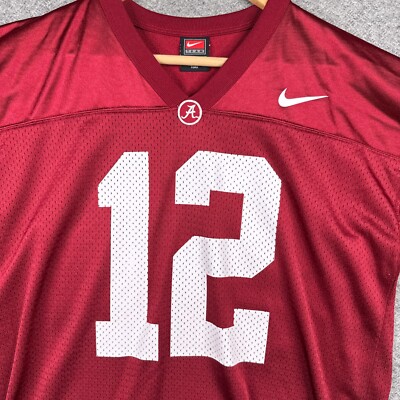 VTG Nike Alabama Crimson Tide Jersey Mens Medium Red Football #12 Team Mesh Y2K