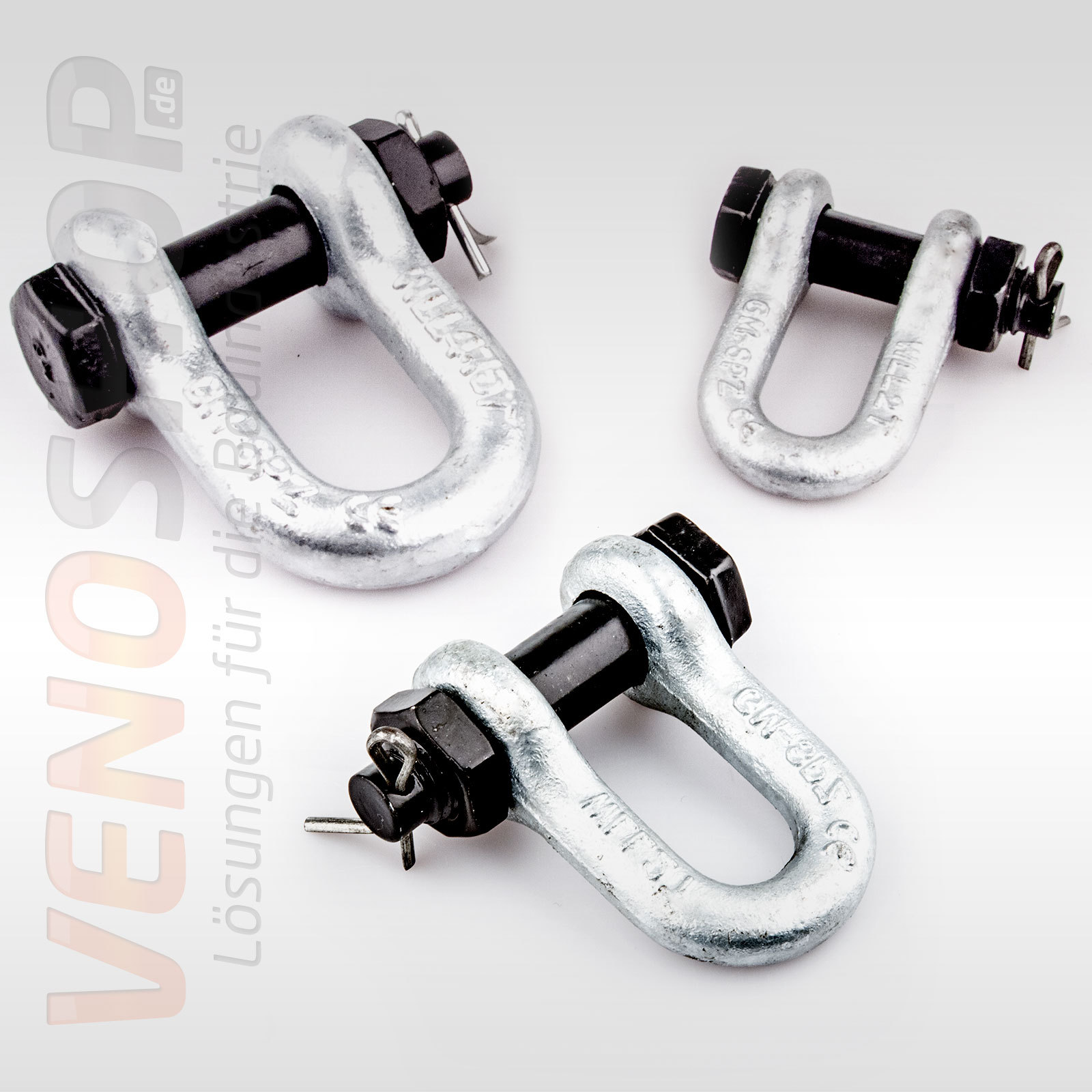 10x Schäkel Gerade 8mm Schwarz Verzinkt - Rundschäkel Bis 200 Kg Traglast Für Boot & Outdoor