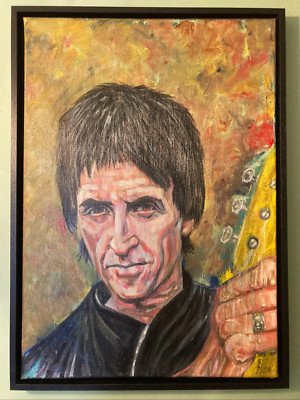 Johnny Marr Smiths Original Porträtmalerei GERAHMTE Leinwand in Ölen einzigartige Kunst