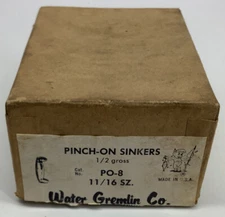 Water Gremlin Pinch-on Sinkers PO-8. 11/16 Sz Box Of 73 Total Pc Fishing Weights