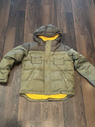 LANDS  END HOODED JACKET Winter Coat Youth size Medium 10-12 Green Yellow NWOT - Picture 1 of 11
