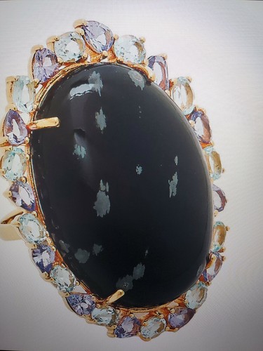 Rarities Carol Brodie Black Agate Tanzanite Topaz Silver 925 Ring Size 7 NWOT - Picture 2 of 8