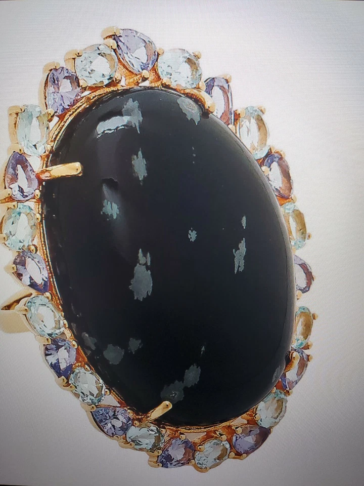 Anillo Rarities Carol Brodie Ágata Negra Tanzanita Topacio Plata 925 Talla 7 Nuevo sin Etiquetas Foto 2 de 4