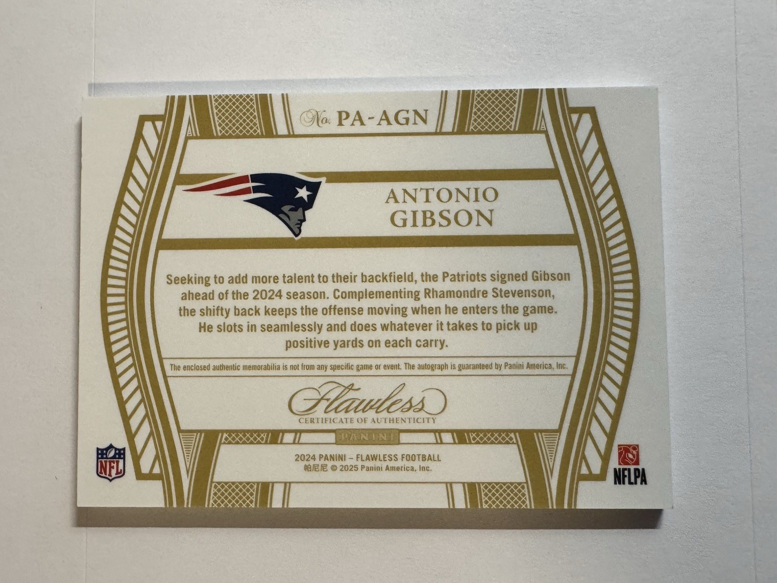 2024 Panini Flawless Antonio Gibson LOGO Patch Autographs Auto /10 PATRIOTS view 2