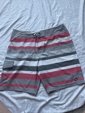Ezekiel Men's Board Shorts Red White Gray With A Pocket Sz 36 Shipping Included