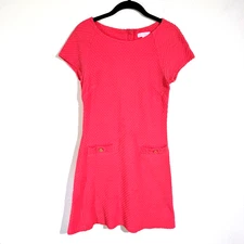 Lilly Pulitzer Dress Womens Medium Coral Pink Coco Textured Mini Retro Sheath