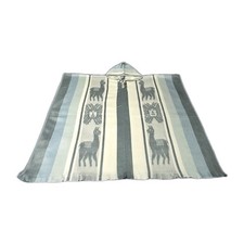 Alpaca Unisex Hooded Poncho Gray, Blue, Baby Blue, White Made In Ecuador