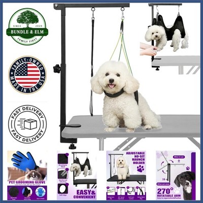Rustproof Dog Grooming Table Arm with Adjustable Height and Storage Solution