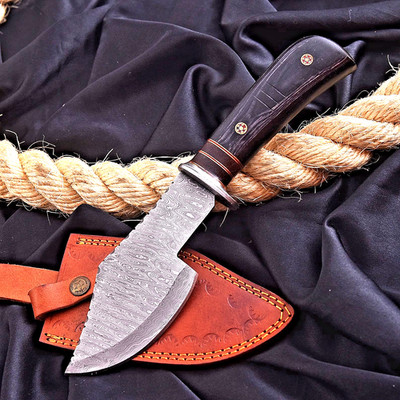 HANDMADE DAMASCUS STEEL MINI AXE CAMPING HUNTING HATCHET WITH LEATHER  HH-119