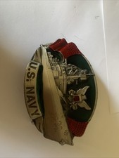 US Navy Belt Buckle Made in USA 1981 Bergamot Brass Works Vintage I-132
