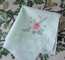 *Vintage Taschentuch Taschentuch Qualit&auml;t transparente Stickerei R113 - ca. 28 cm