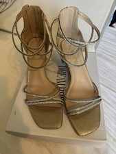 Beautiful Gold  Rhinestone Strappy Low Heels By Dream pairs