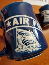 VTG Air Force Academy Coffee Tea Mug Cup Blue Ceramic Stoneware Relief Glaze 719
