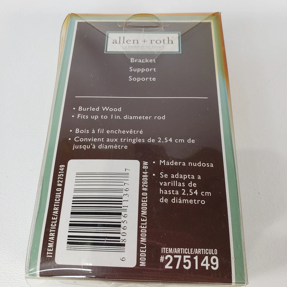 Soporte Allen + Roth madera burlada se adapta a varilla de hasta 1" de diámetro #275149 repuesto Foto 2 de 4