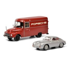 Schuco Opel Blitz 1,75t red and Porsche 356 #110 1:43 450