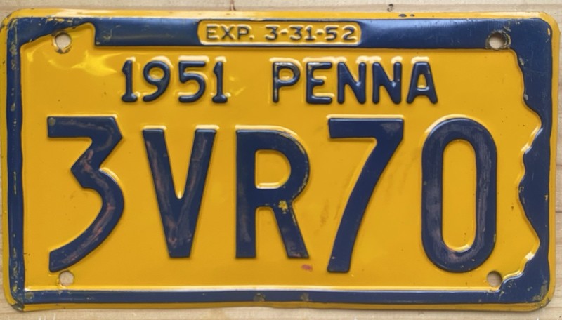 1951 Pennsylvania License Plate