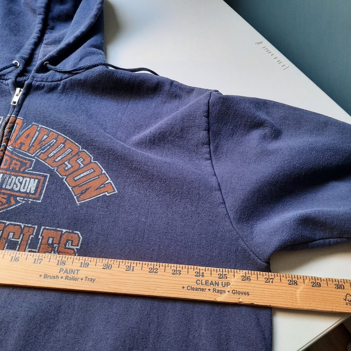 Vtg Y2K Harley Hoodie Sweatshirt Mens XL Faded Navy Blue