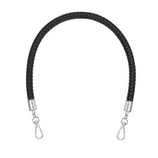 Braided Purse Strap 20" PU Leather Handbag Handle with Silver Buckle Black