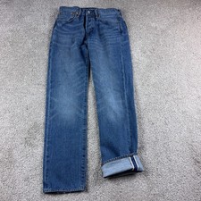 Levis 501 Jeans Mens 31x32 Blue Denim Selvedge Whisker Button Fly Relaxed Big E