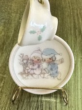 Vintage 1989 Samuel J Butcher Tiny Tea Set With Precious Moments Winter Theme