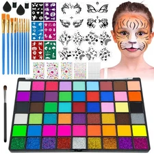 54 Colors Face Painting Kit for Kids, Non-Toxic Water Activated Face Paint Pa...
