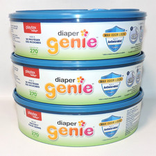 LOT OF 3 Diaper Genie Refills Max Odor Lock Holds Up To 270 Diapers x3, NEW, NIB