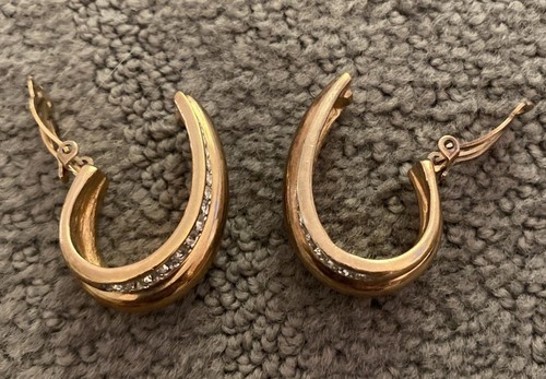 Orecchini Vintage Panetta Clip On Tono Oro Con Strass Rari Spedizione Gratuita! - Foto 12 di 21