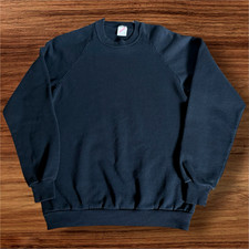 Vtg 90s JERZEES Black Crewneck Sweatshirt Blank Pullover L 25x19.75 Made USA