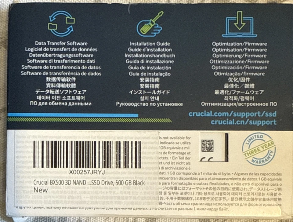 Crucial CT480BX500SSD1 BX500 Solid State Drive 500 GB Internal 2.5" SATA SSD-UK - Image 2 of 3