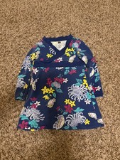 Tea Collection Blue Dress 3 Floral Print Long Sleeve Criss Cross Front Cotton