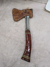 Estwing 14" Sportsmans Axe Hatchet Stacked Leather Handle USA W/Leather Sheath