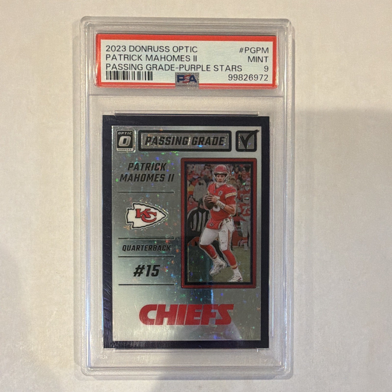 Panini 2023 Donruss Optic Passing Grade Patrick Mahomes II #PG-PM /25 PSA 9