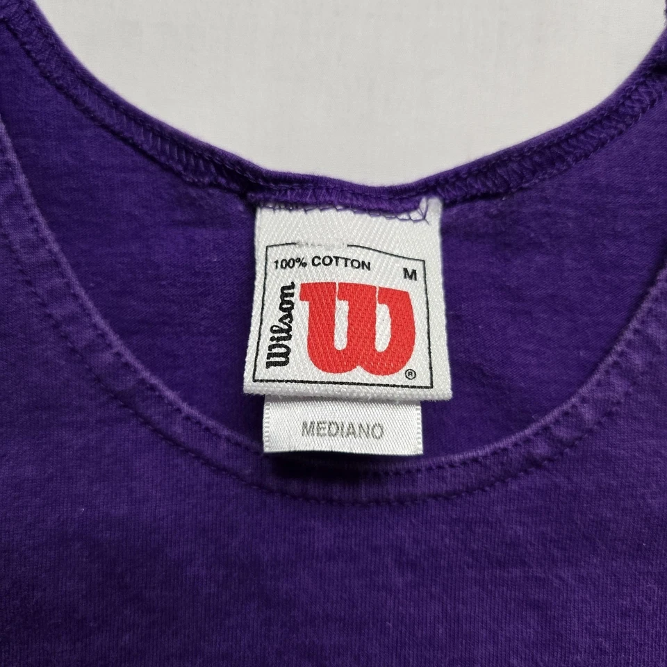 Camiseta sin mangas Wilson vintage M púrpura camiseta de entrenamiento atlética 100 % algodón sin mangas Foto 3 de 4