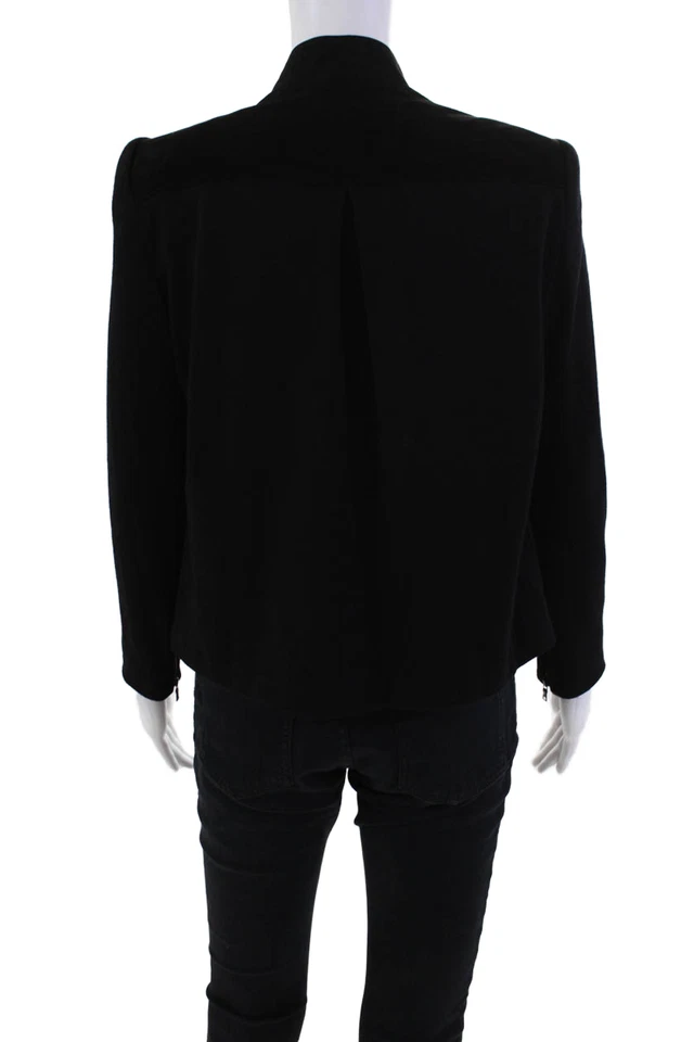 Jaqueta feminina Alice + Olivia manga comprida gola redonda camurça sintética preta tamanho P - Imagem 3 de 4