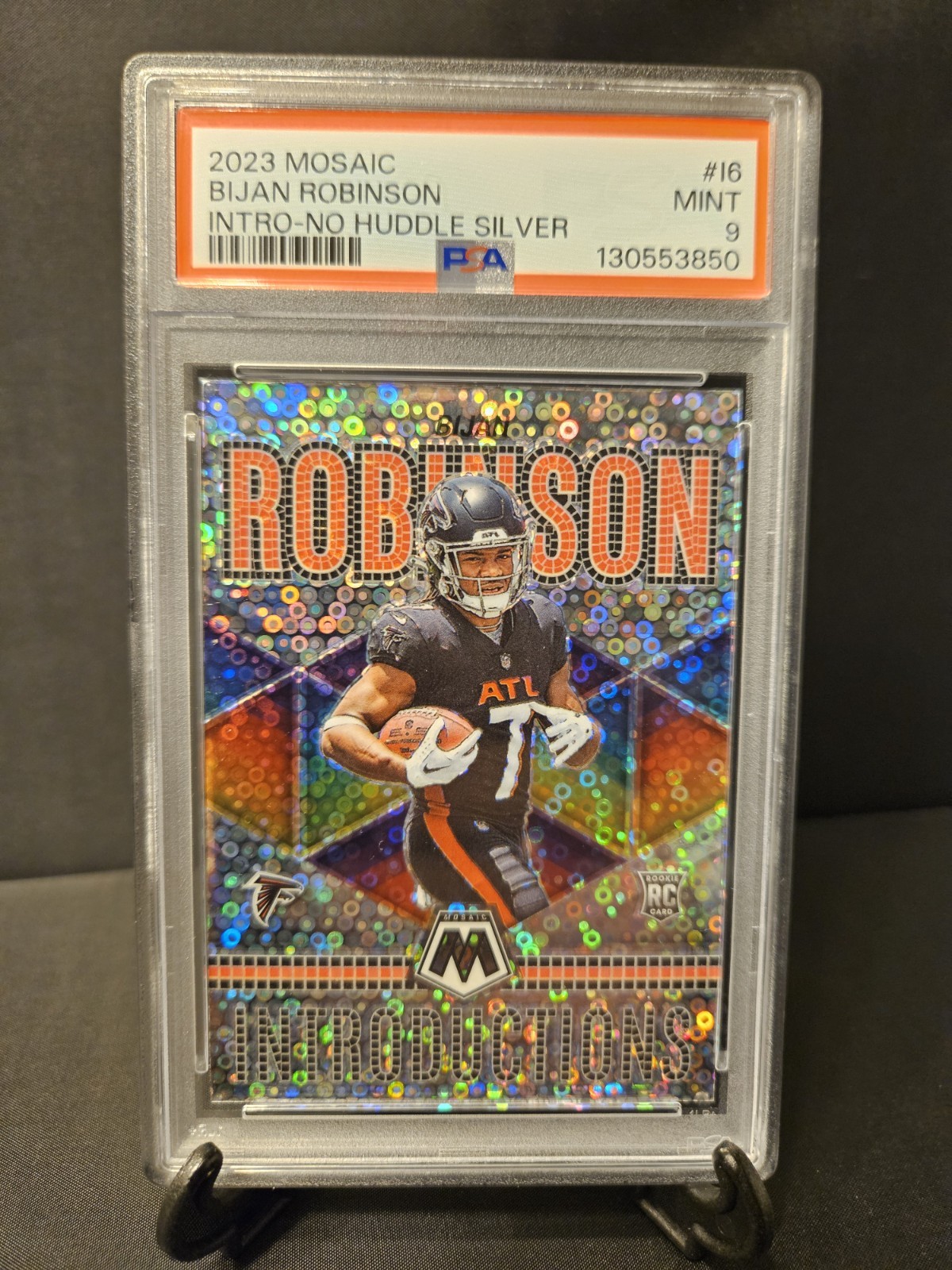 2023 Mosaic Bijan Robinson Introductions No Huddle Silver PSA 9