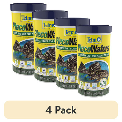 (4 pack) Tetra Pleco Wafers for Algae Eating Fish, Sinking Fish Food, 6.5 oz