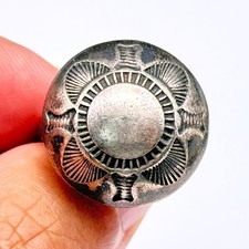 Vintage Navajo Native Stampwork Dome Silver Ring Size 8
