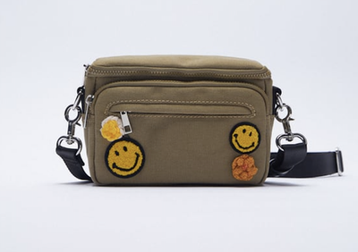 Zara Smiley Canvas Crossbody Bag Khaki/Green (6147/710/032) for - Main Image