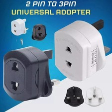 2 Pin to 3 Pin UK Plug Adapter Shaver Toothbrush Charger Converter White