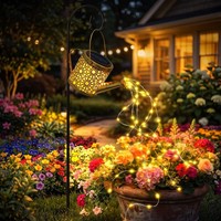 Solar GießKanne Lichterkette Gartendeko 72 LED Warmweiß Braun Solarlampe AußEn