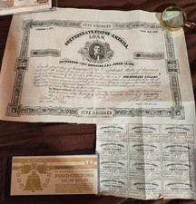 1863 Confederate States of America $500 Bond #1886 12 Coupons Richmond Civil War